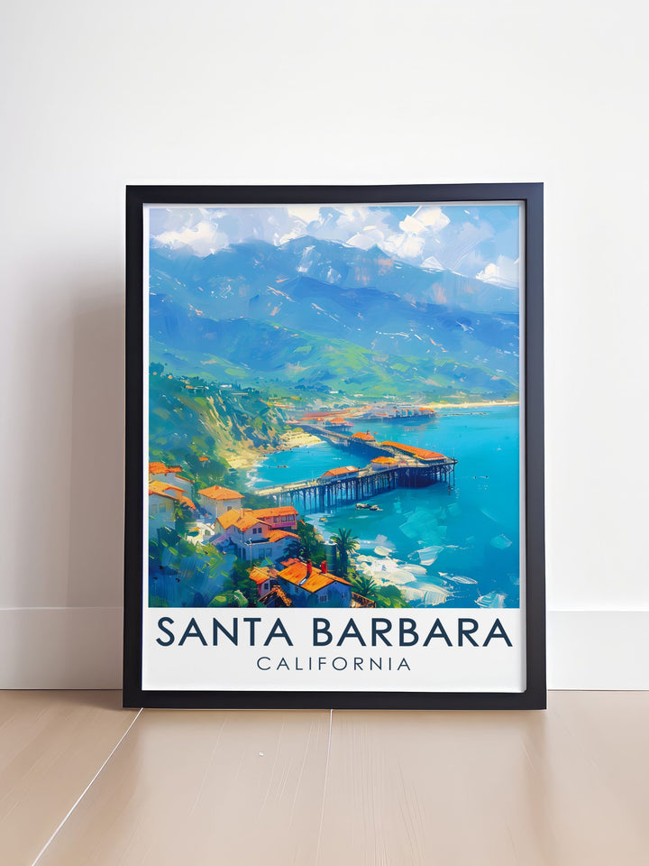 Stearns Wharf perfect wall decor and Santa Barbara map prints offer a blend of modern art and urban charm the colorful street map and fine line details make these prints ideal for creating a stylish and meaningful home decor