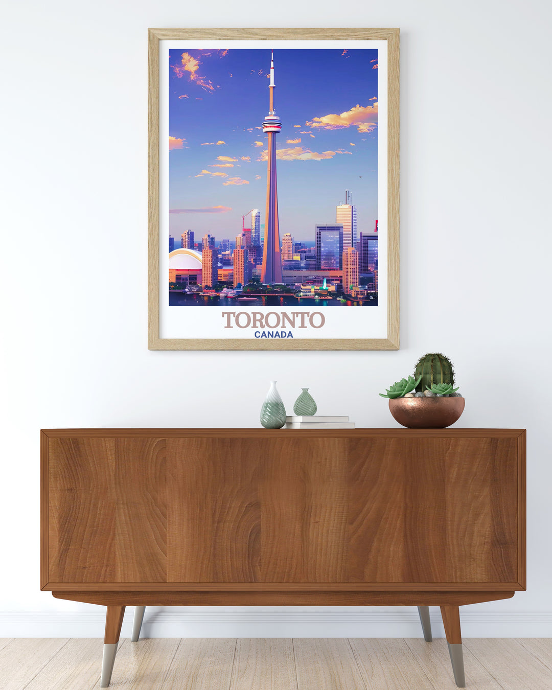 Torontos famous Royal Ontario Museum and city skyline are beautifully depicted in this travel poster. With intricate details and a modern design, this wall art captures the essence of Canadas cultural capital, making it a perfect décor piece for any space.