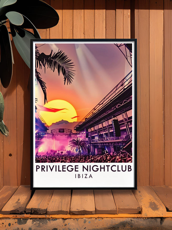 Stage perfect wall decor featuring beautiful artwork of Ibizas nightlife scene making it a memorable housewarming gift or a unique addition to your art collection