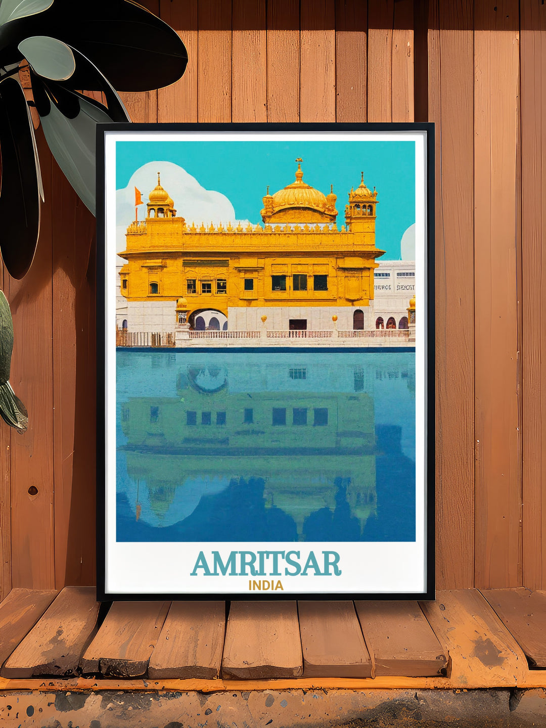 Amritsar skyline poster features the magnificent Golden Temple, capturing the citys rich spiritual and cultural significance. This India travel print is perfect for anyone looking to add a cultural statement to their living space or as a unique personalized gift.