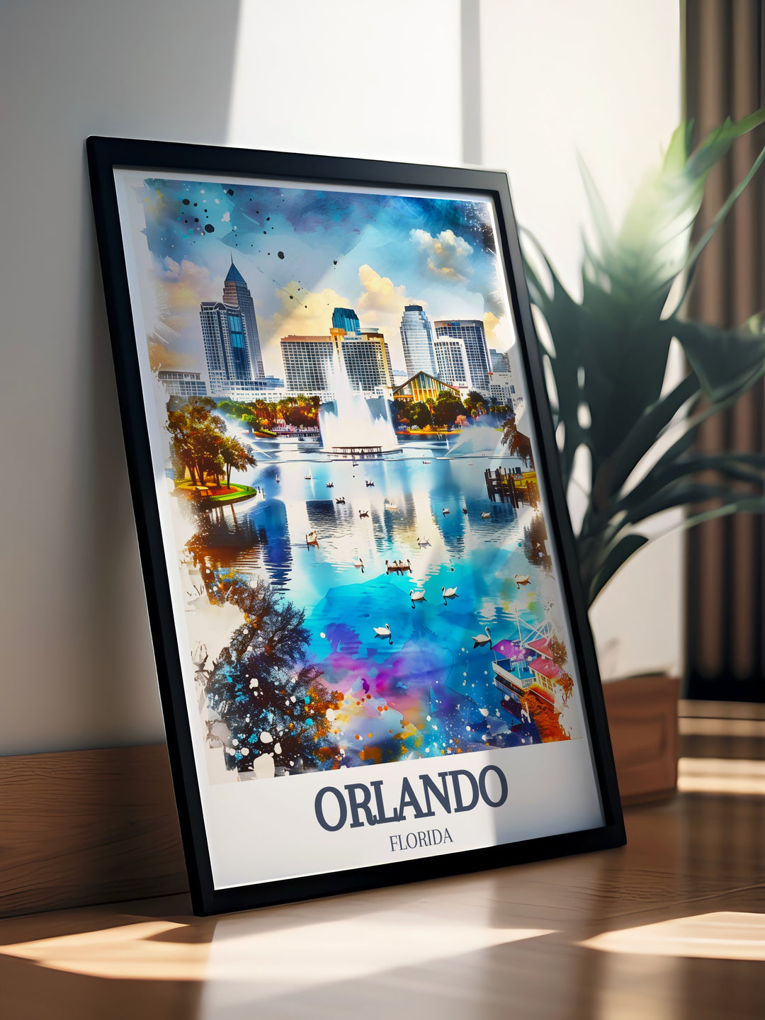 Explore the vibrant energy of Orlando with our poster print featuring the iconic Orlando Eye and the lively ICON Park. The minimalist design captures the thrill of these famous Florida attractions, making it an ideal travel gift for anyone who has visited or dreams of visiting Orlandos most popular sites.