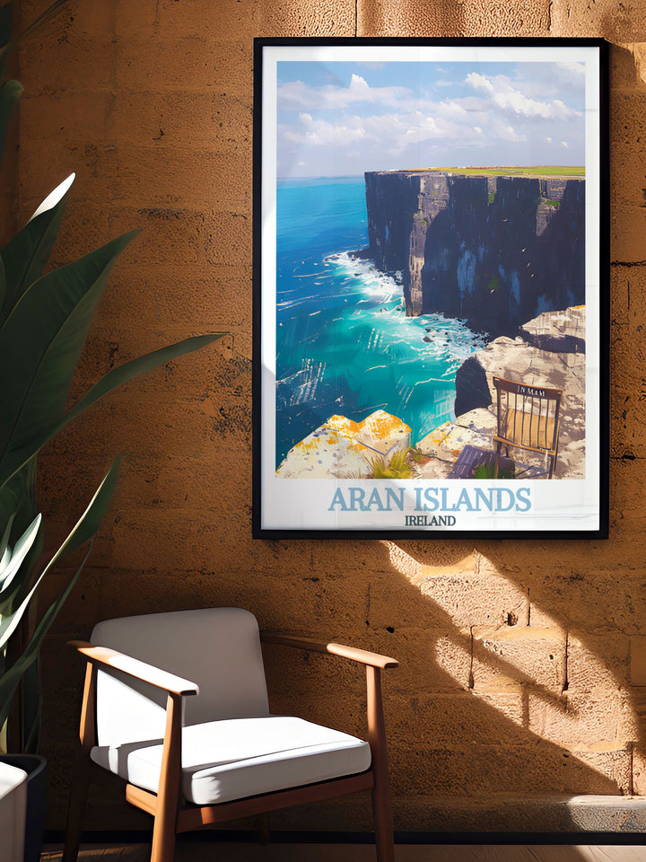 Enhance your walls with this Aran Islands art poster featuring the dramatic Inishmaan Cliffs a stunning piece for any room