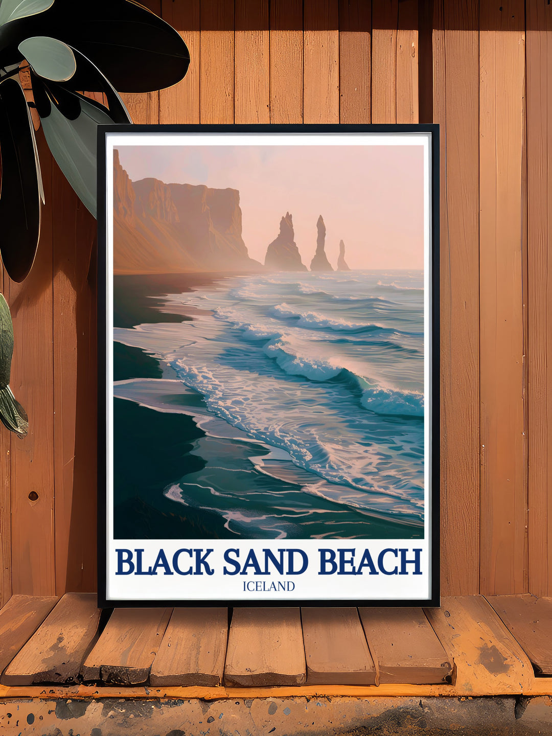 Black Sand Beach Decor emphasizing the dramatic contrast of Icelands volcanic sands and the towering basalt columns. This artwork brings the essence of Icelands rugged landscape into your home, making it a stunning focal point in any room