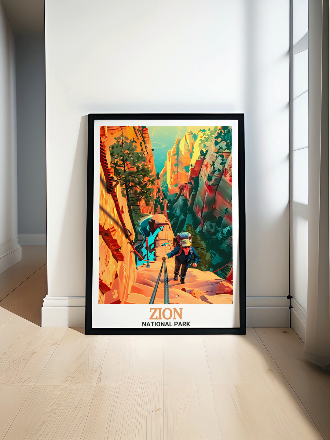 Angels Landing modern print showcasing breathtaking mountain views and stunning rock formations ideal for enhancing your living space with natural elegance and sophistication perfect for home or office decor