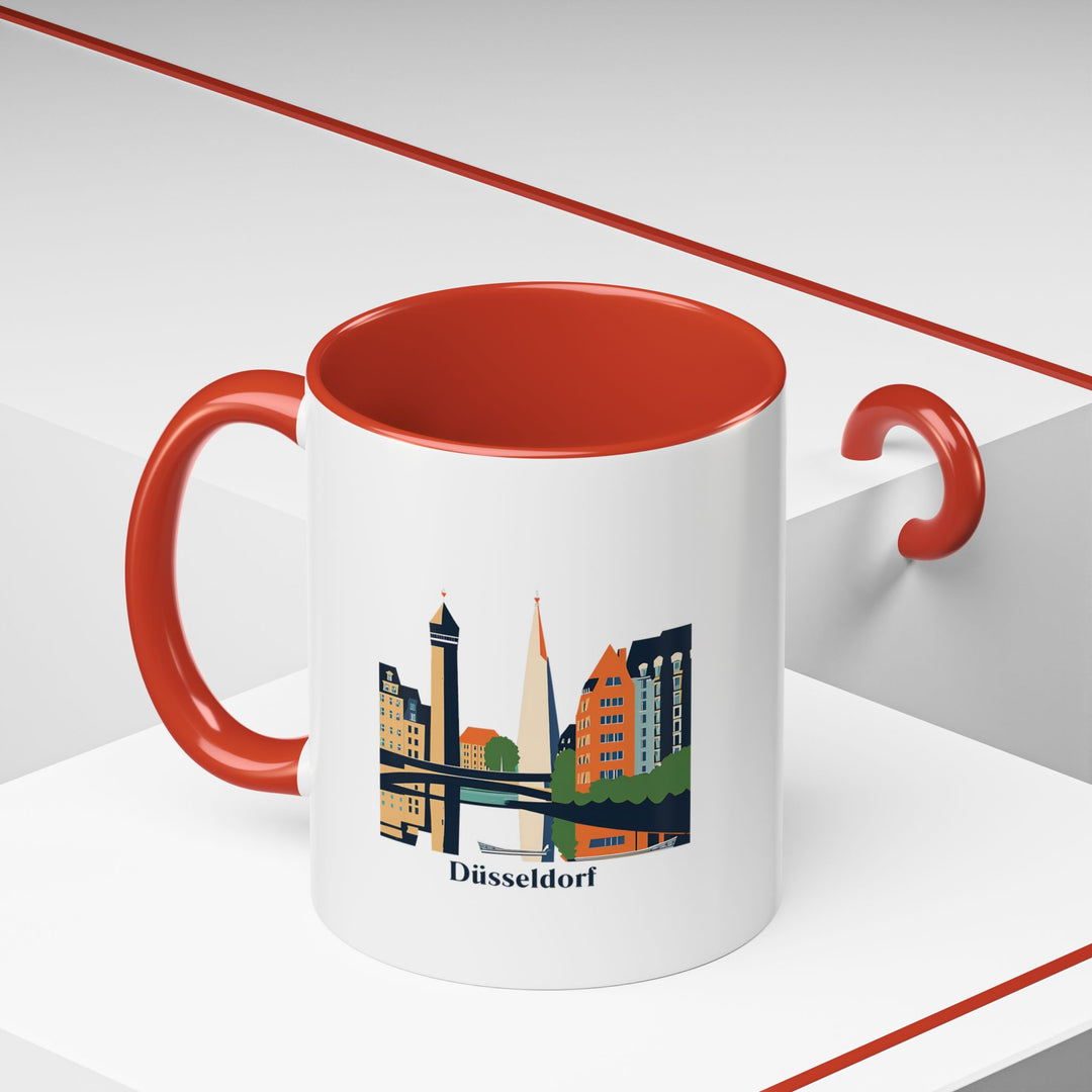 This Düsseldorf mug features artwork of the city’s most famous landmarks, making it a perfect gift for coffee lovers. Durable and dishwasher-safe, it’s a great way to celebrate your love for Düsseldorf.