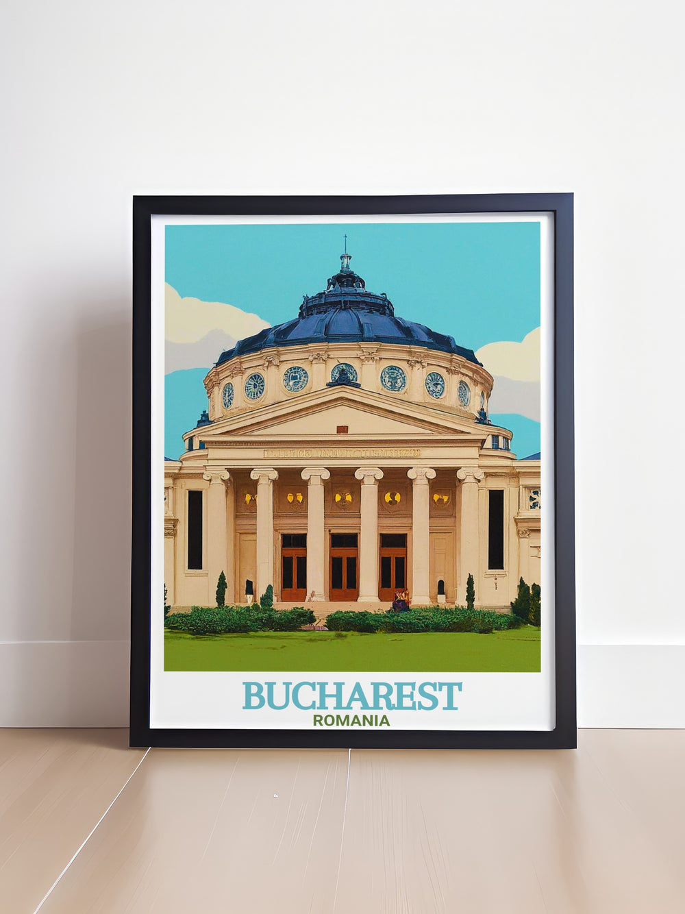 This Bucharest wall print showcases the elegance of the Romanian Athenaeum, a landmark that stands at the heart of Romanias capital. Perfect for anyone who has visited or dreams of visiting Bucharest, this travel art brings the citys beauty into your home.