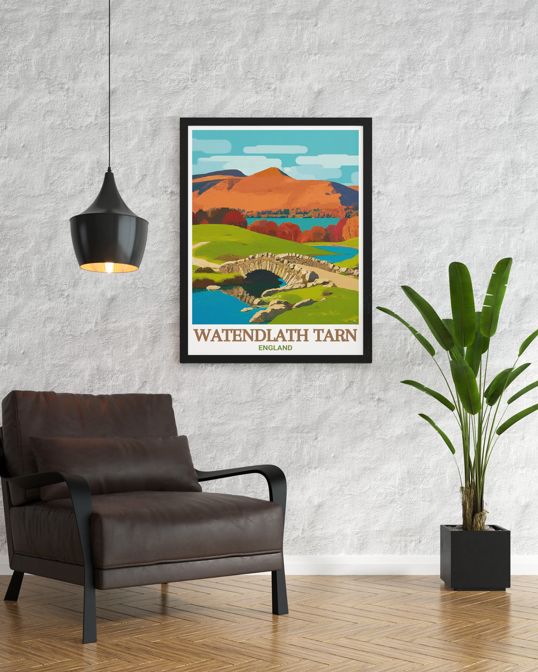 Detailed view of Ashness Bridge in a Lake District Poster Print showcasing the iconic Packhorse Bridge and Cumbria landscape perfect for a sophisticated living room