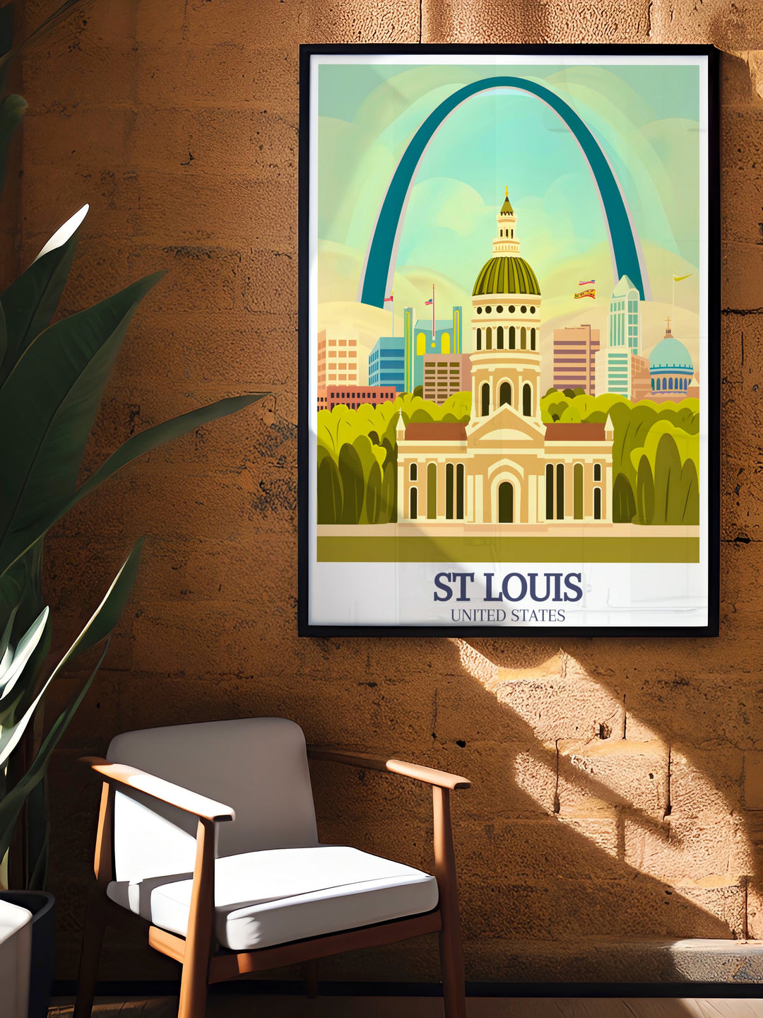 Captivating St Louis travel print showcasing Forest Park and Old Courthouse elegant home décor piece that highlights the beauty and history of Missouri perfect for enhancing any room with vibrant city colors and detailed artistic design