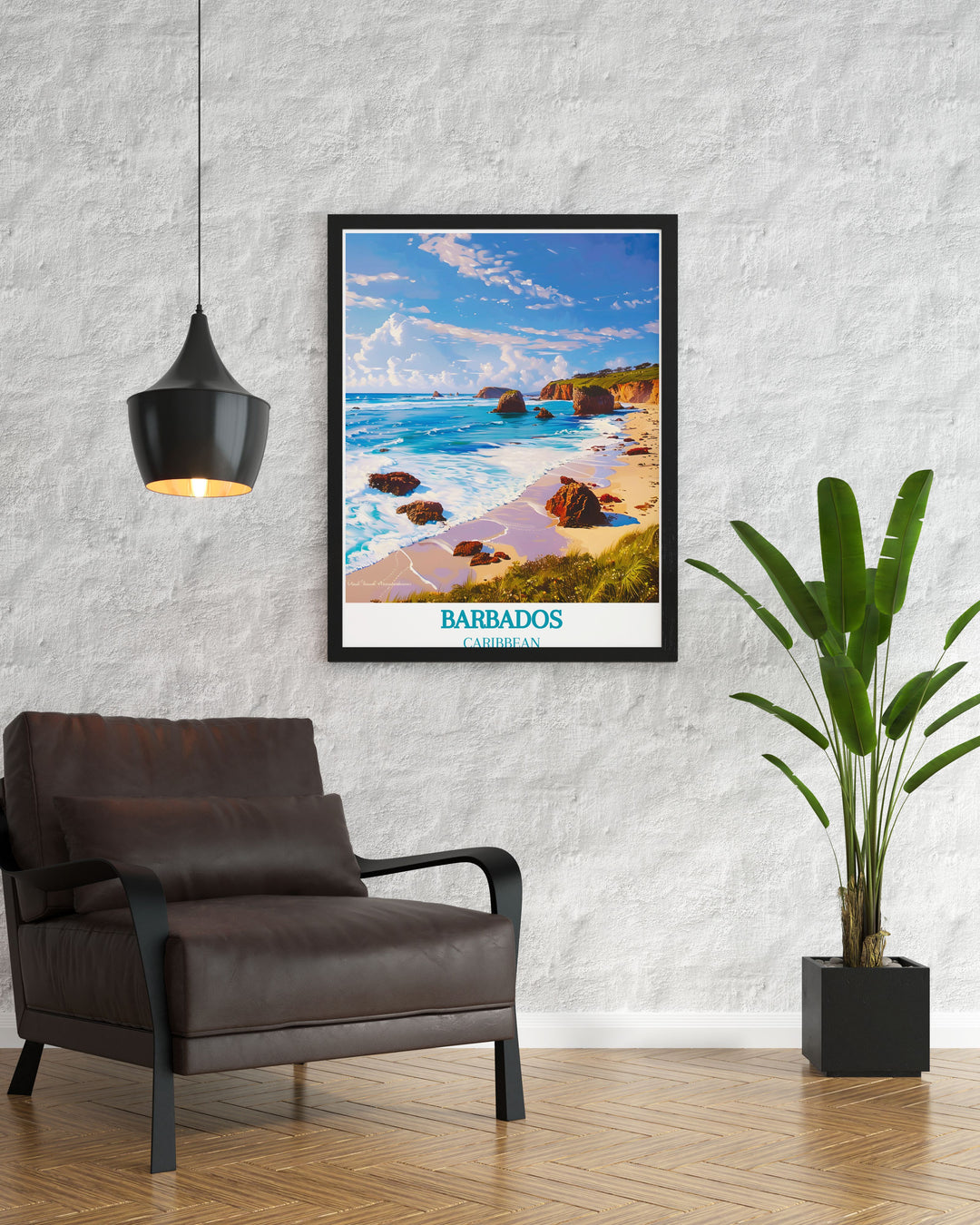 Caribbean wall decor with a panoramic view of the islands, capturing the colorful and dynamic essence of Caribbean culture and landscapes.