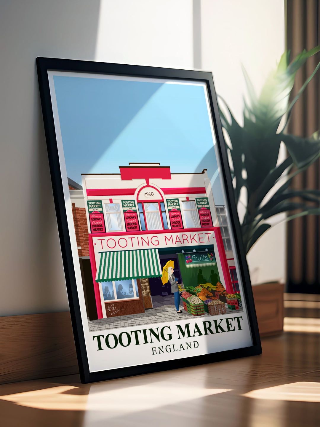 Beautifully crafted Tooting Market Print featuring the dynamic scenes of Tooting Broadway and Tooting Bec perfect for home decor or as a thoughtful gift