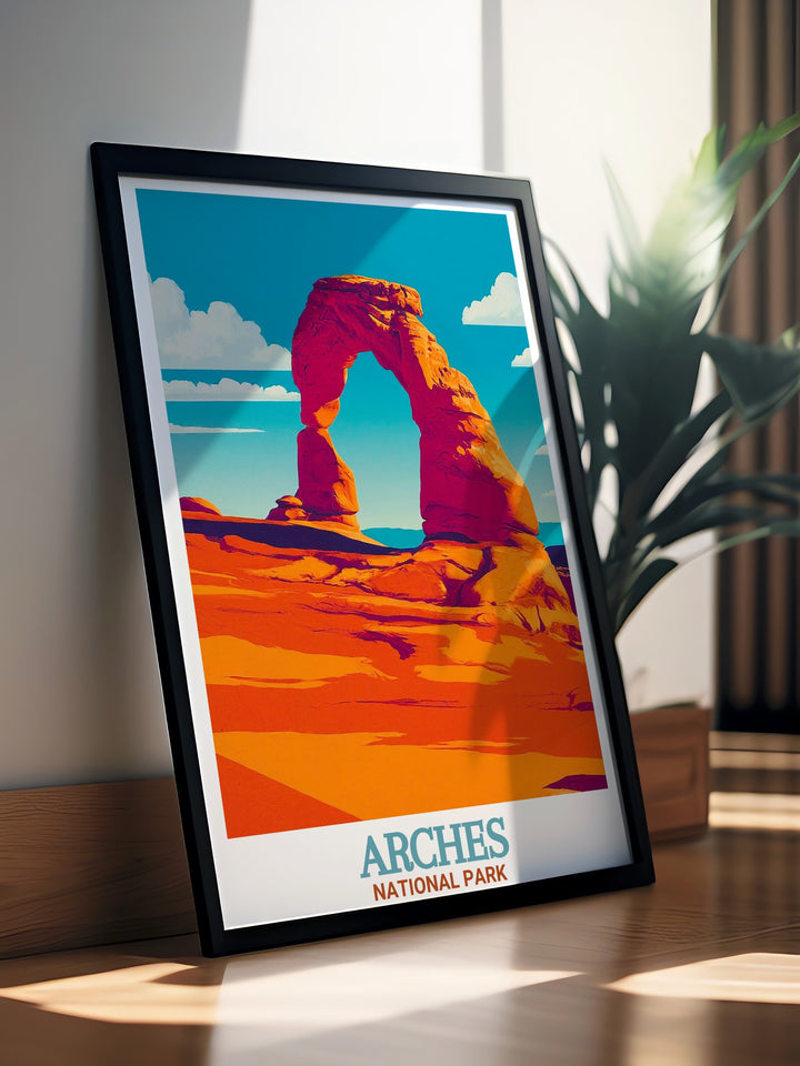 Vivid Delicate Arch poster from Arches National Park providing a daily reminder of natures grandeur and making an excellent addition to any living space for those who love National Park travel.