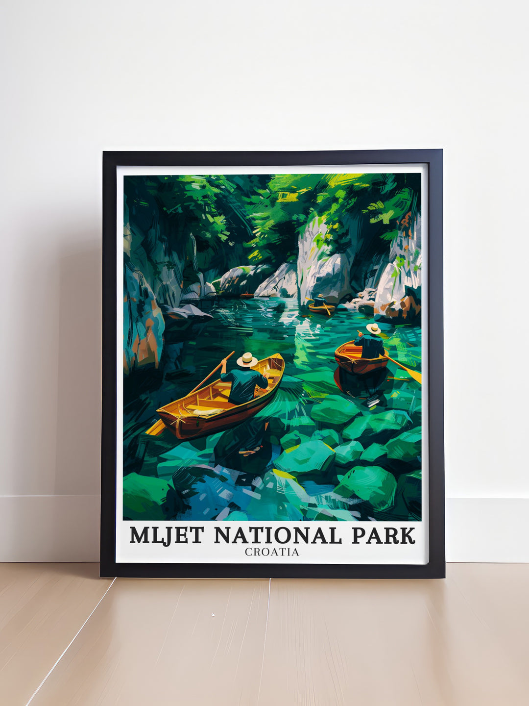 Island of Mljet Print captures the islands captivating beauty, with its tranquil lakes and lush greenery. Perfect for home decor, this artwork is a celebration of Croatias natural splendor. The detailed depiction of Veliko and Malo Jezero lakes makes this piece a must have for nature enthusiasts.