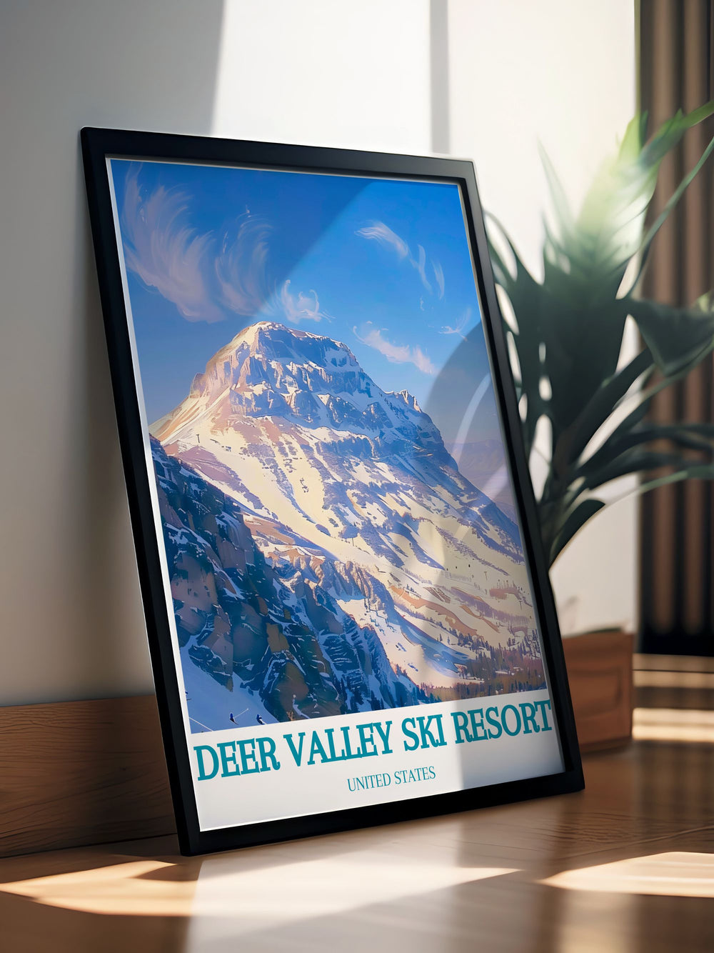 Modern Wall Art of Bald Mountain displaying a breathtaking view of downhill skiing and snow covered peaks ideal for enhancing luxury lodge interiors.