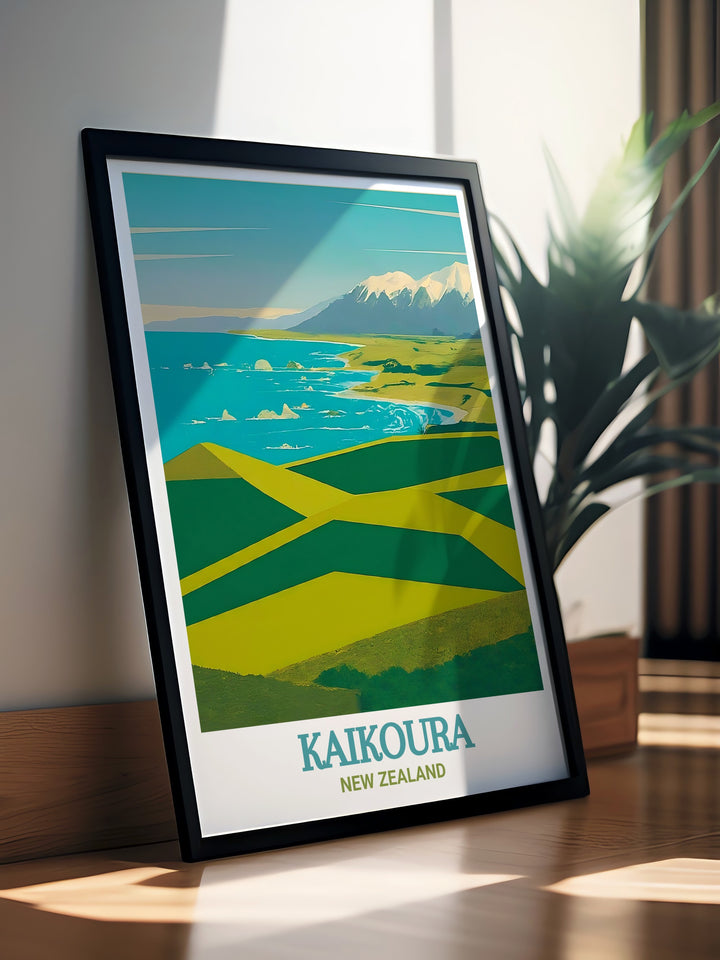 Kaikoura Peninsula perfect wall decor piece from New Zealand celebrating the majestic scenery of this coastal haven ideal for elegant home decor and unique travel gifts for loved ones