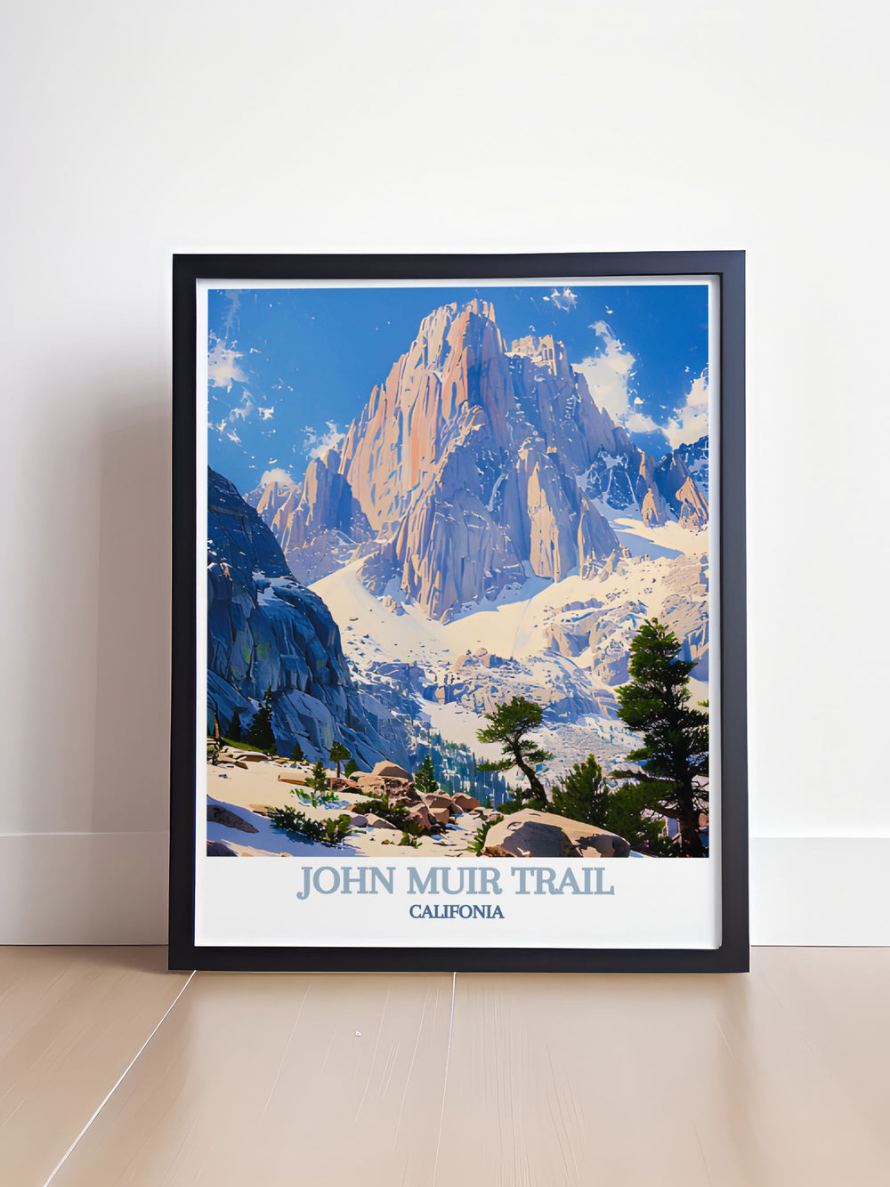 Capture the adventure of the John Muir Trail, known for its breathtaking views and challenging terrain. Perfect for hikers and nature lovers, this artwork highlights the rugged beauty of the Sierra Nevada.