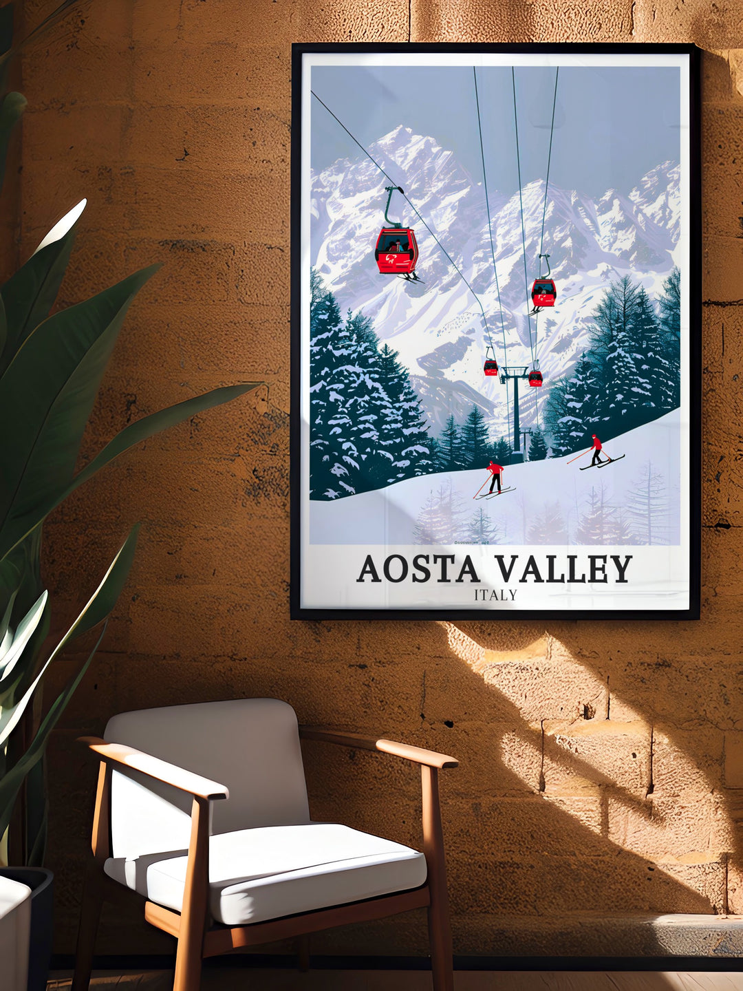 A wall print that brings together the stunning landscapes of Aosta Valley, the dynamic energy of Courmayeur, and the majestic heights of Mont Blanc. This Italy travel print is perfect for anyone with a passion for Italys alpine regions, offering a visual escape to the tranquil valleys and towering mountains of the Italian Alps. A beautiful addition to any decor, this print captures the spirit of adventure and natural beauty.