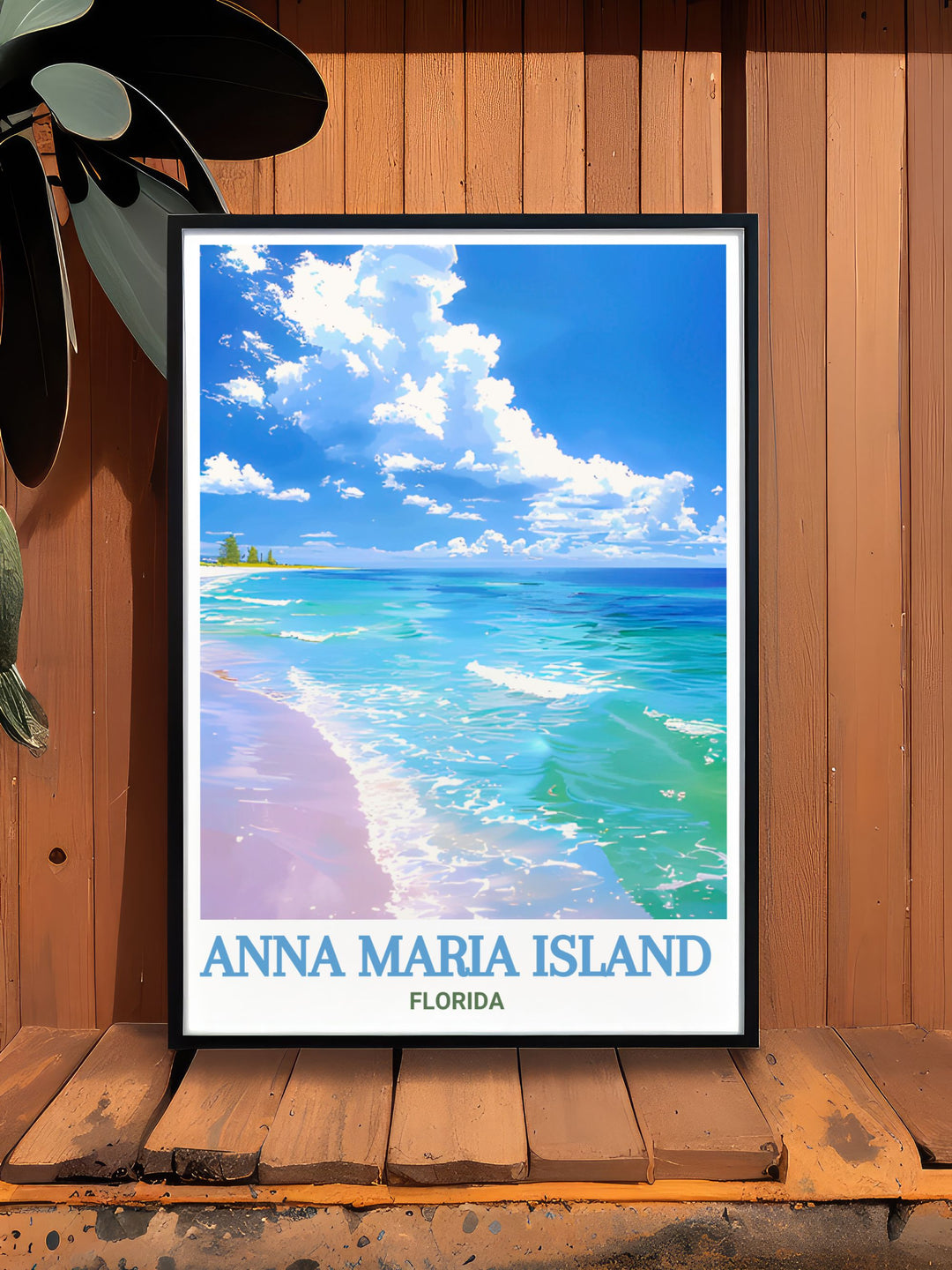 Elevate your home decor with this stunning Bean Point Beach art print. Featuring the soft hues of Floridas coastline this elegant piece adds a touch of coastal charm and serenity to any room while highlighting the beauty of Anna Maria Island.