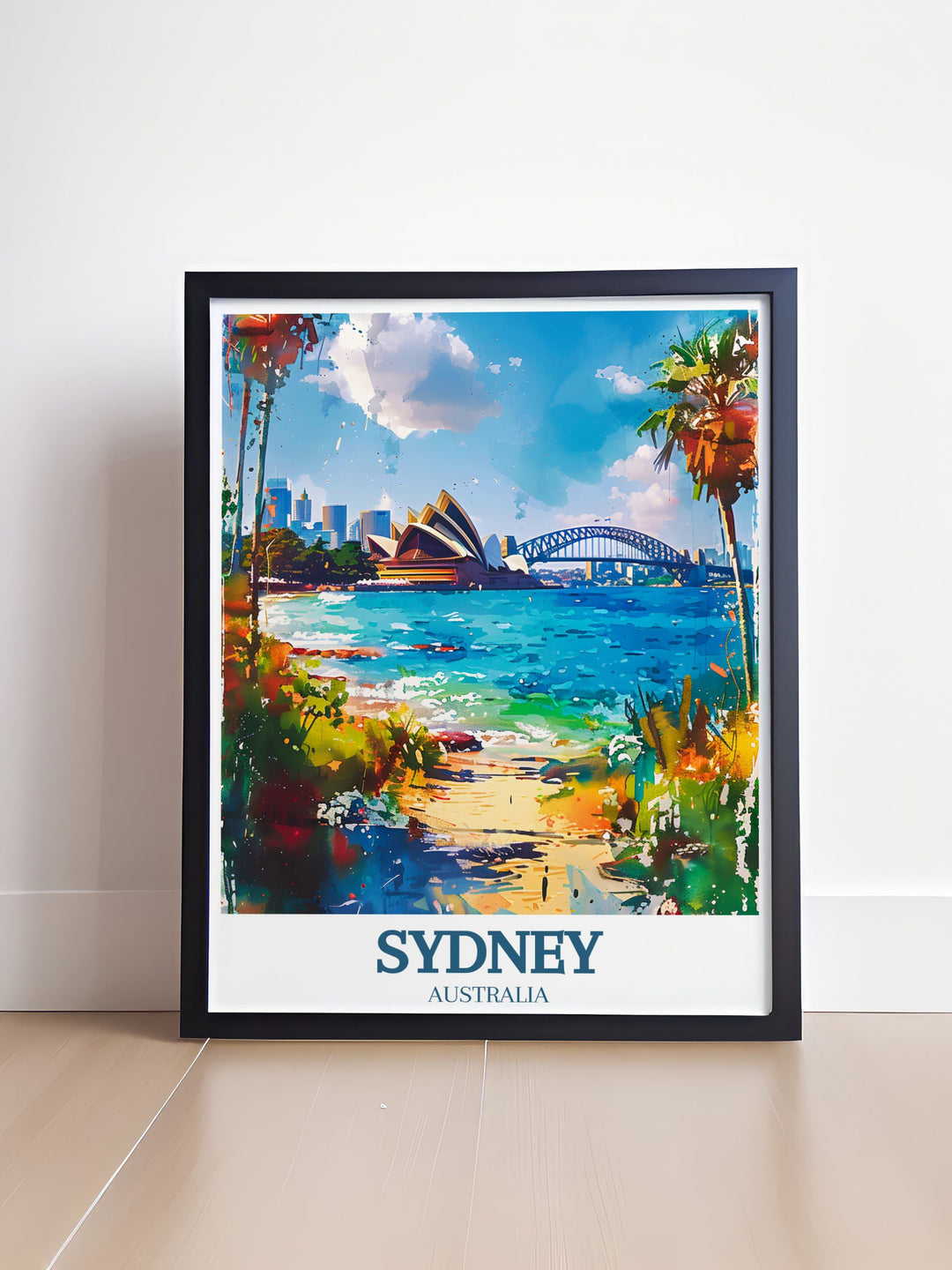 Elegant Sydney illustration featuring the Sydney Opera House and Sydney Harbour Bridge detailed artwork that serves as a focal point in any room bringing the charm and adventure of Australias vibrant city into your home