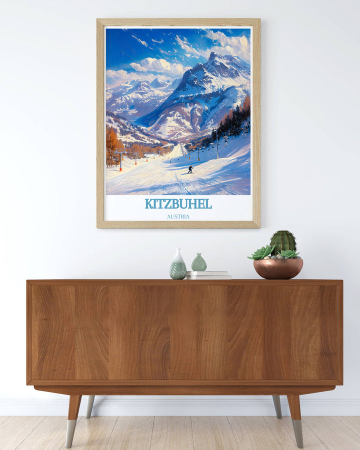 Kitzbuhel Print featuring the famous Hahnenkamn Ski Race and the allure of Innsbruck Austria a stunning and versatile piece that complements various interior styles ideal for enhancing your living space with elegant home decor