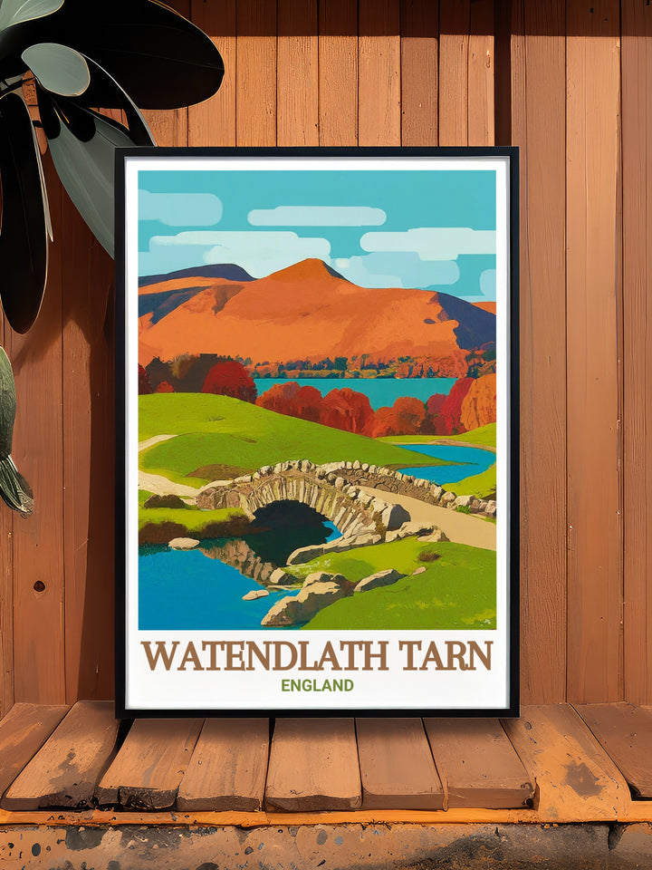 Framed Ashness Bridge artwork combined with images of Watendlath Hamlet and serene Thirlmere in a classic Lake District Poster for your perfect home decor