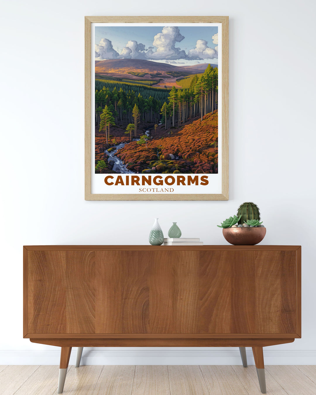 Rothiemurchus Forest prints offering an elegant and contemporary twist on traditional nature illustrations highlighting the majestic scenery of the Scottish Highlands perfect for nature lovers and art enthusiasts
