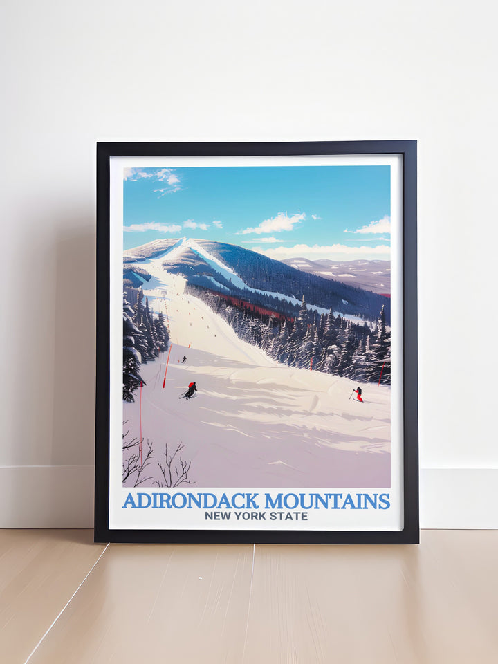 Whiteface Mountain wall art showcases the beauty of the Adirondacks in a modern print perfect for creating a peaceful atmosphere in your home or office