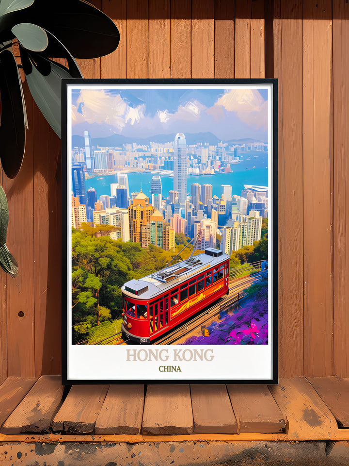 Showcasing the breathtaking views from Victoria Peak, this travel poster captures the sweeping skyline and tranquil waters of Victoria Harbour. Ideal for nature lovers and urban explorers, this piece brings the grandeur of Hong Kong into your decor.