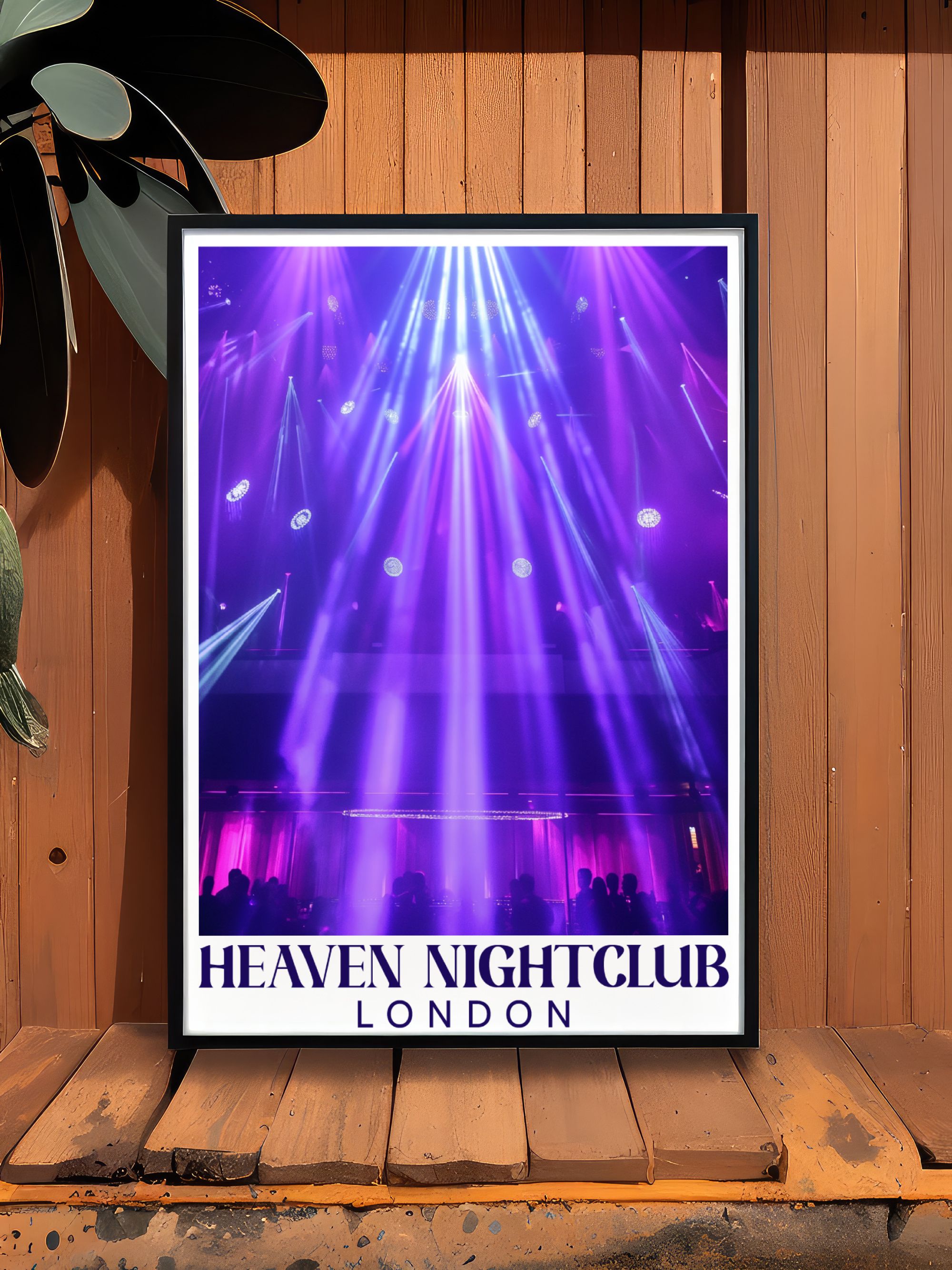Iconic nightclub wall art print displayed in a stylish interior