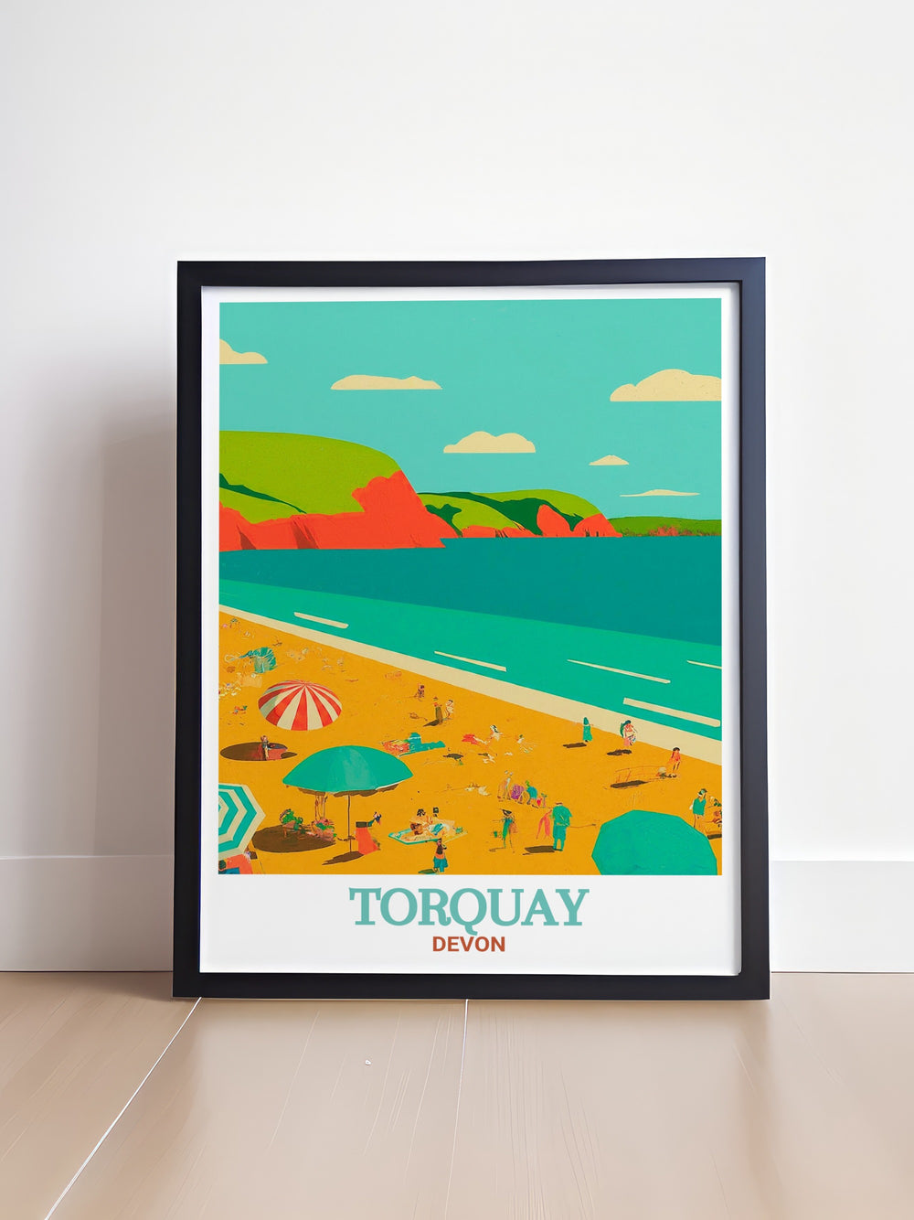 Framed art of Meadfoot Beach in Devon, this detailed print shows off the natural beauty of Torquays famous beach. Its soft colors and calming atmosphere make it a perfect gift for those who love the sea and appreciate classic coastal destinations.