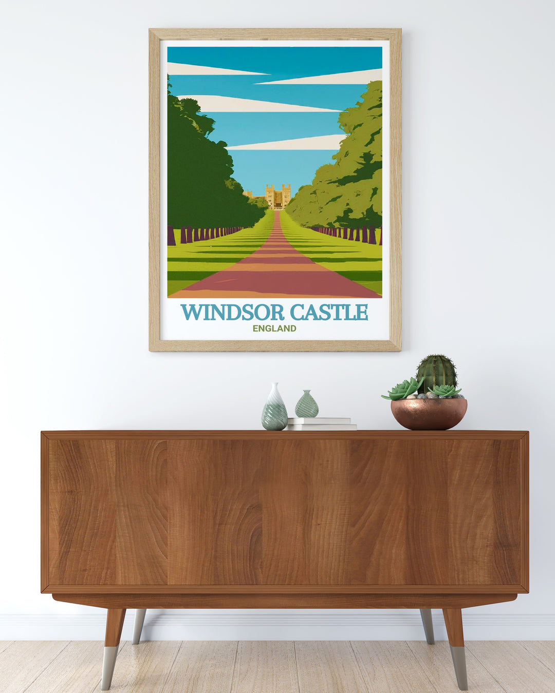 Windsor Castle travel print, celebrating the rich royal history of this iconic residence. Highlighting its regal architecture, this piece is a must have for anyone wanting to commemorate Queen Elizabeth IIs Platinum Jubilee.