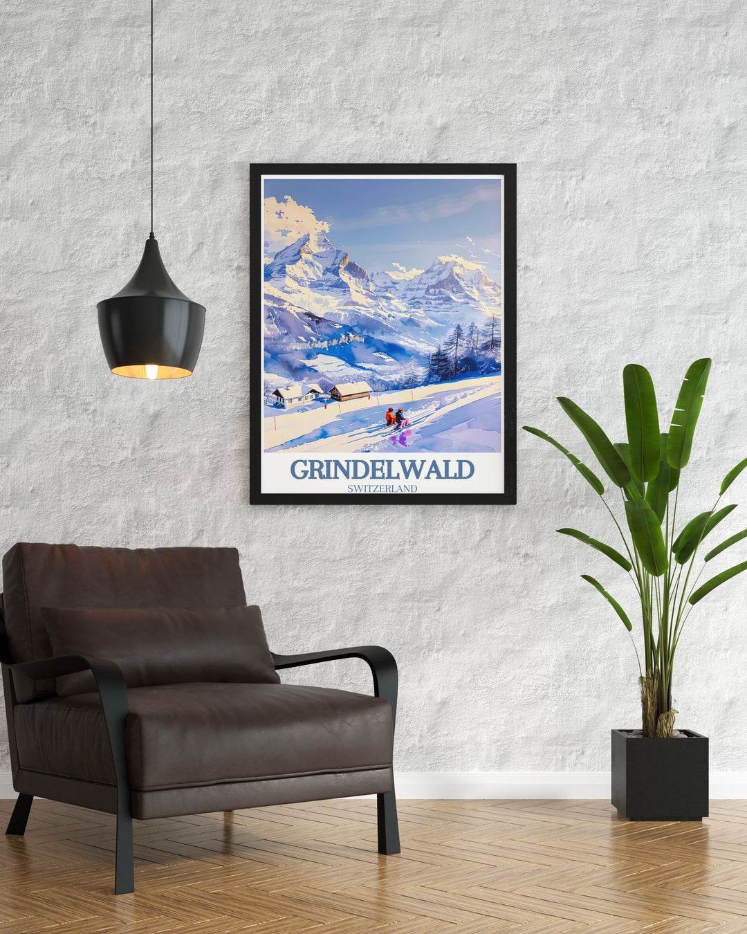 Featuring the extensive slopes and vibrant atmosphere of the Jungfrau Ski Region, this travel poster captures the essence of winter sports and alpine adventure, making it an excellent addition to any room.