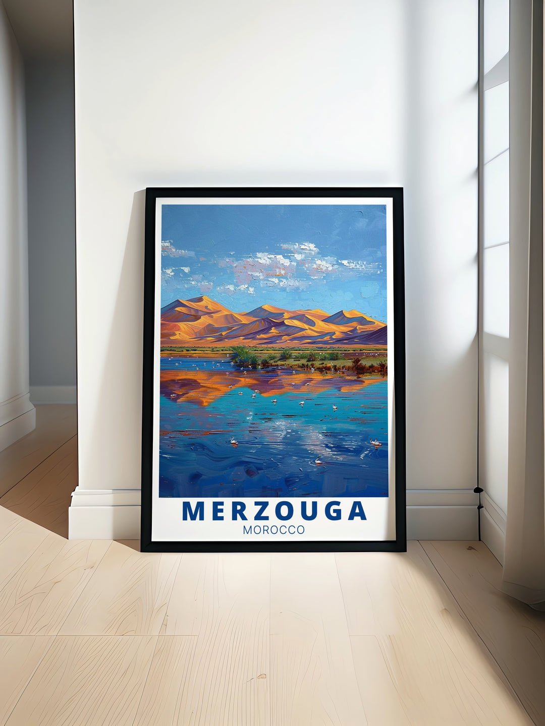 Morocco Art Merzouga Poster captures the stunning landscape of the Sahara Desert while Dayet Srji Lake Wall Art adds a touch of tranquility to any room Perfect for those who love Moroccan culture and want to enhance their home decor with a unique and vibrant piece