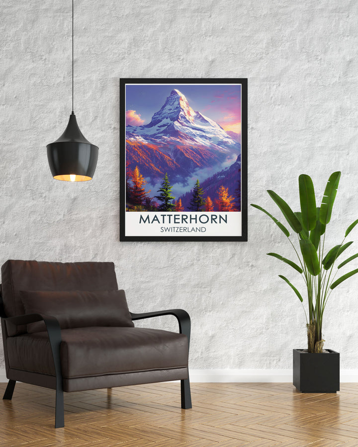 Switzerland Poster featuring the breathtaking Swiss Alps including the Jungfrau Eiger Monch and complemented by Matterhorn stunning prints adding elegance to your home decor