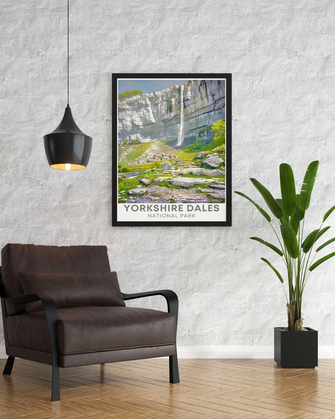 The Malhom Cov posterViaduct showcases the scenic landscapes of the Yorkshire Dales a perfect piece of wall art for those who love the outdoors and the beauty of the UK countryside.