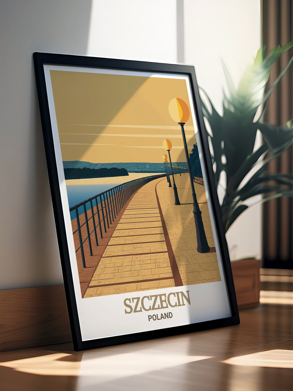 Elegant Szczecin decor featuring Wały Chrobrego. This print highlights the grand architecture and rich history of Szczecins most famous promenade, perfect for adding sophistication to your space.