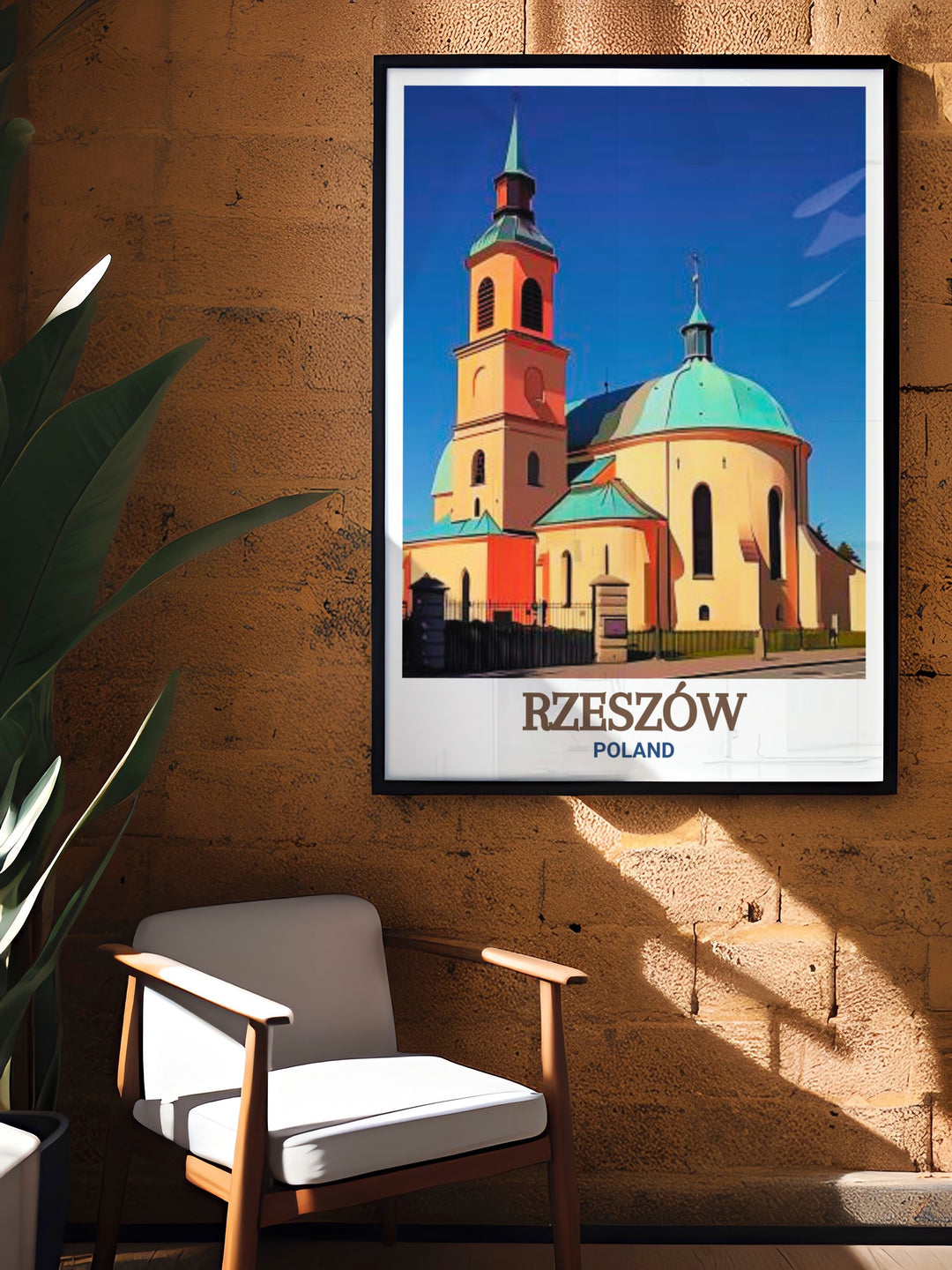 Bring the charm of Rzeszow into your home with this exquisite art print showcasing the Bernardine Church and Monastery a perfect choice for those looking to enhance their decor with a piece of Poland art.