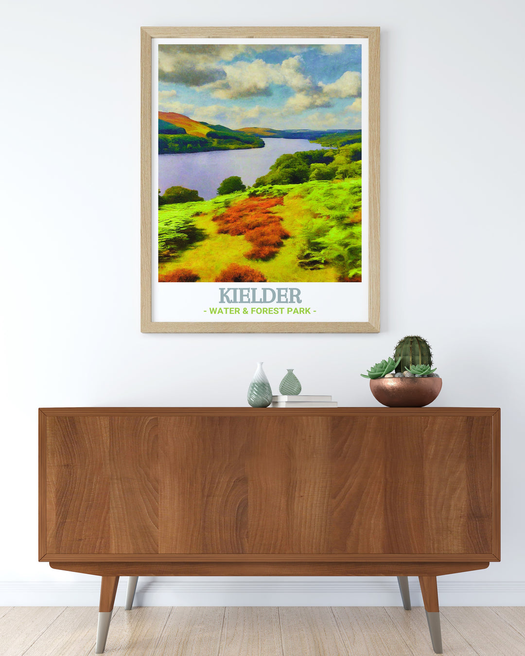 Scenic Kielder Water poster from Northumberland, highlighting the breathtaking landscape of Kielder Water & Forest Park. This exquisite artwork brings the serene beauty of Kielder Water into your living space. Perfect for nature lovers and art enthusiasts who appreciate tranquil and picturesque views.