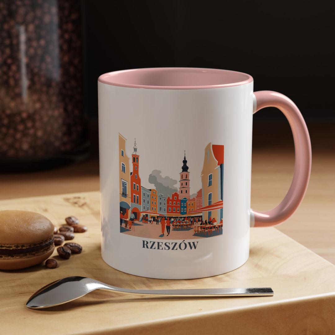 A premium Rzeszów Poland mug designed for enthusiasts and collectors. Showcasing intricate artwork of Rzeszów's stunning architecture and lively atmosphere, this ceramic mug is dishwasher and microwave safe, making it an elegant gift for cultural fans.