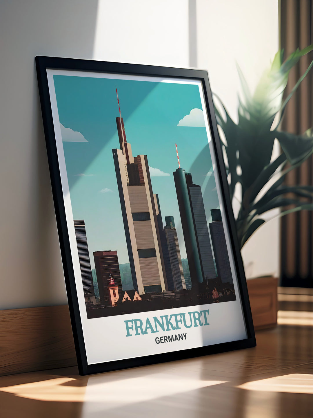 Frankfurt Poster featuring the majestic Main Tower brings a touch of modern elegance to your home making it the perfect Germany Travel Gift