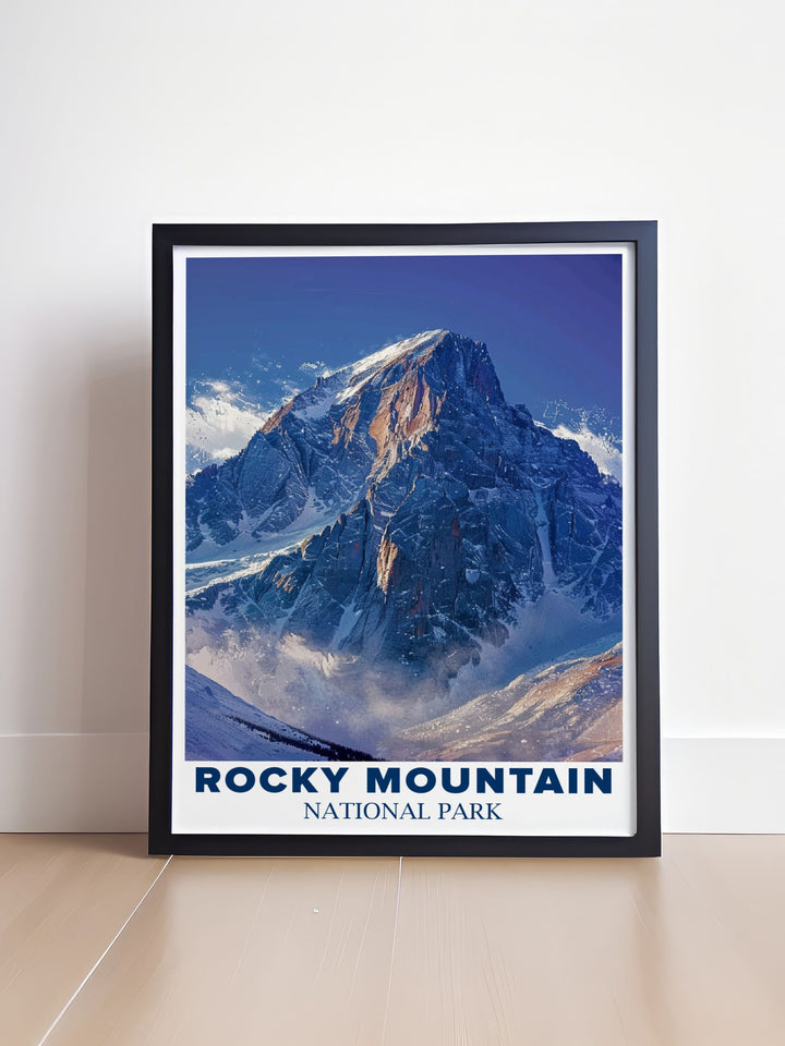 Framed print of Long Peak in the Colorado Rockies highlighting the dramatic mountain landscapes and serene environment ideal for adding a touch of adventure to your home decor or as a special gift