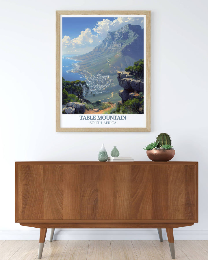 Discover the charm of retro travel posters with this South Africa Print highlighting Platteklip Gorge a must have for vintage travel print collectors