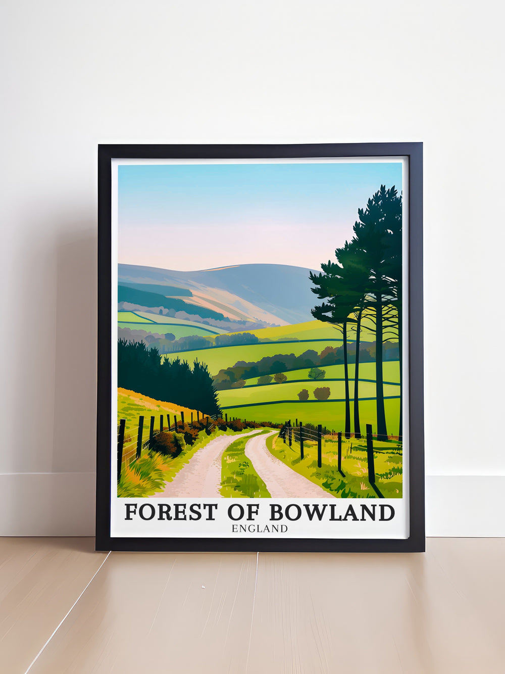 This Gisburn Forest travel poster offers a stunning depiction of one of the UKs most beautiful forests. Ideal for nature lovers and adventurers, this artwork evokes the peaceful charm of Gisburn Forests landscapes, making it a striking addition to any room.