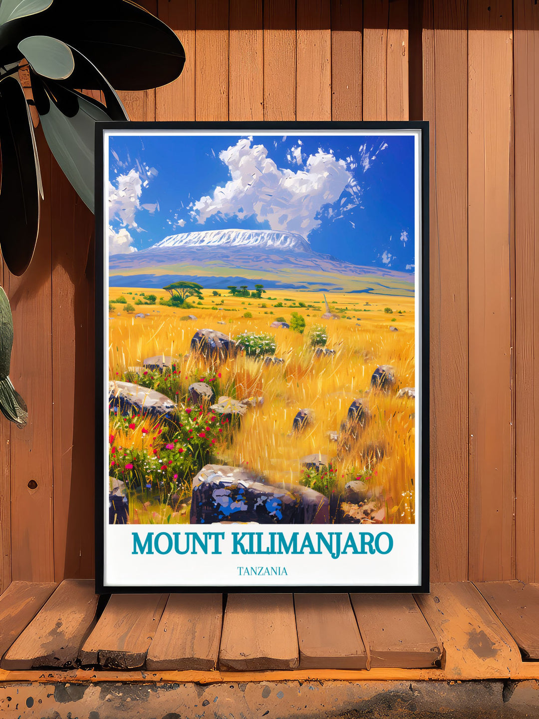 Elegant Shira Plateau framed print highlighting Tanzanias majestic landscape ideal for adding sophistication to home interiors and celebrating travel experiences.