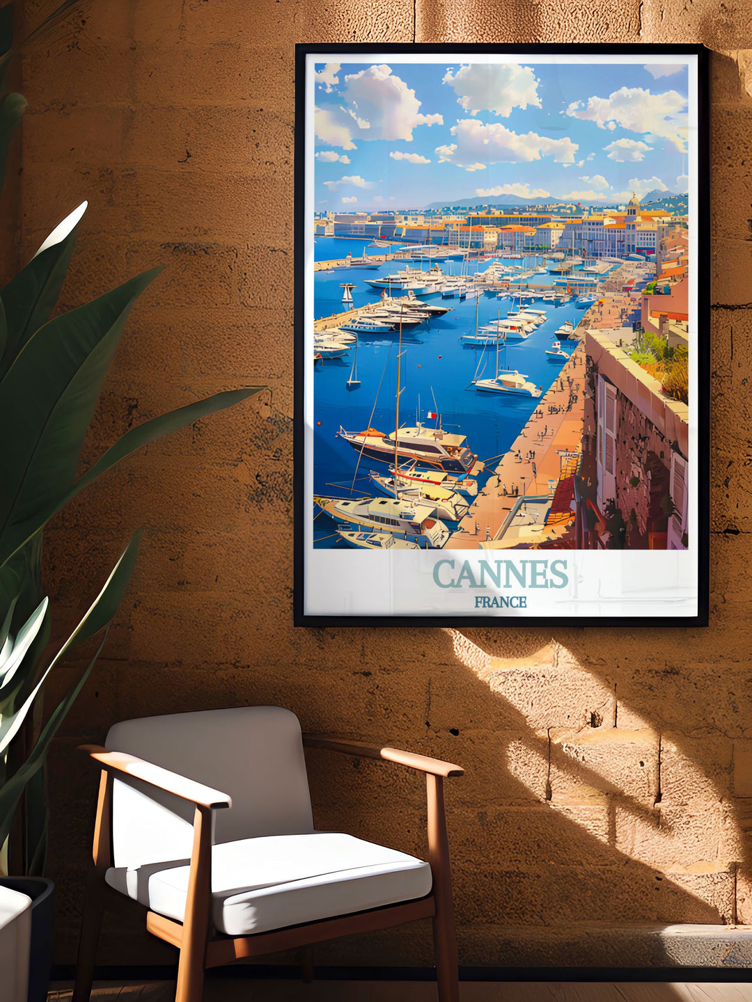Beautiful Le Vieux Port home decor capturing the vibrant energy of Cannes this France art print is an elegant addition to any interior perfect for those who appreciate France travel art and wish to bring a piece of French elegance into their home