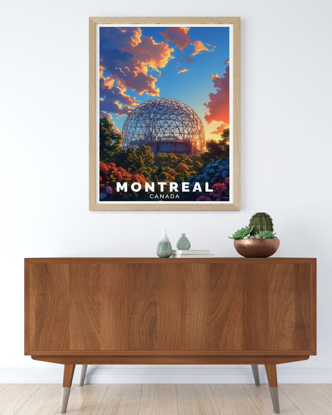 Canada Canvas Art featuring the stunning BioSphere in Montreal. This wall art captures the intricate details of the BioSpheres structure, perfect for fans of Canadian culture and modern architecture.