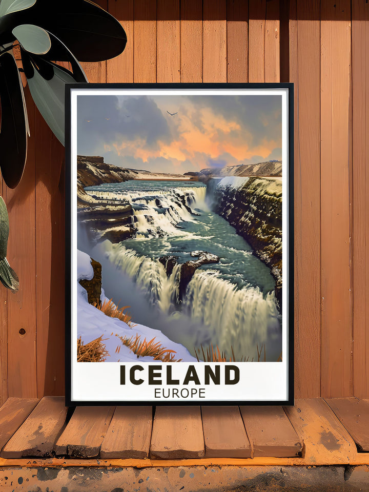 Modern wall decor of Icelands geothermal features, highlighting the steaming hot springs and geysers. This piece adds a touch of natural wonder to your home, celebrating Icelands unique landscapes.