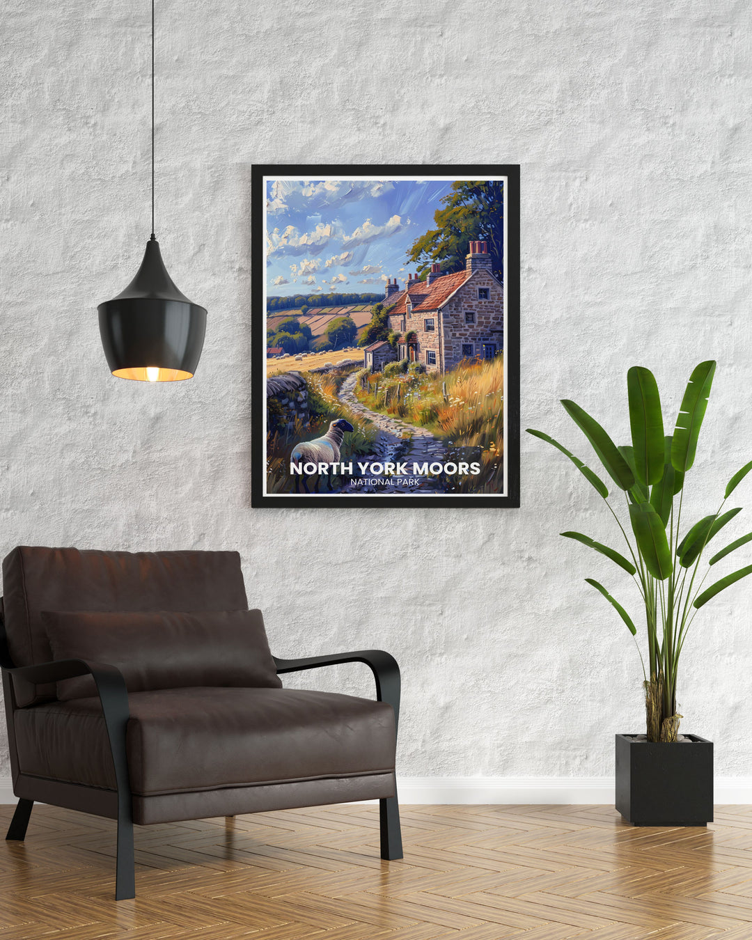 Bring the breathtaking landscapes of North York Moors into your home with this exquisite travel poster, highlighting the rugged beauty and serene vistas of this iconic English national park.