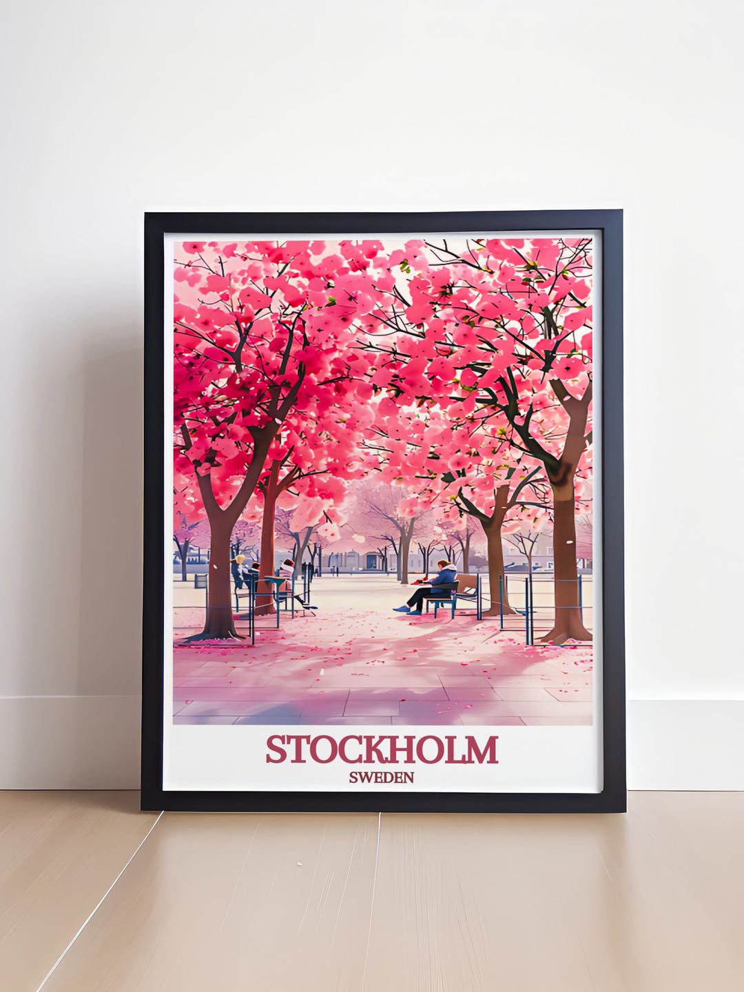 Elevate your living room decor with our Kungstradgarden Modern Art featuring black and white prints of Stockholms botanical garden and serene pathways a perfect addition to any contemporary space or as a special gift for loved ones