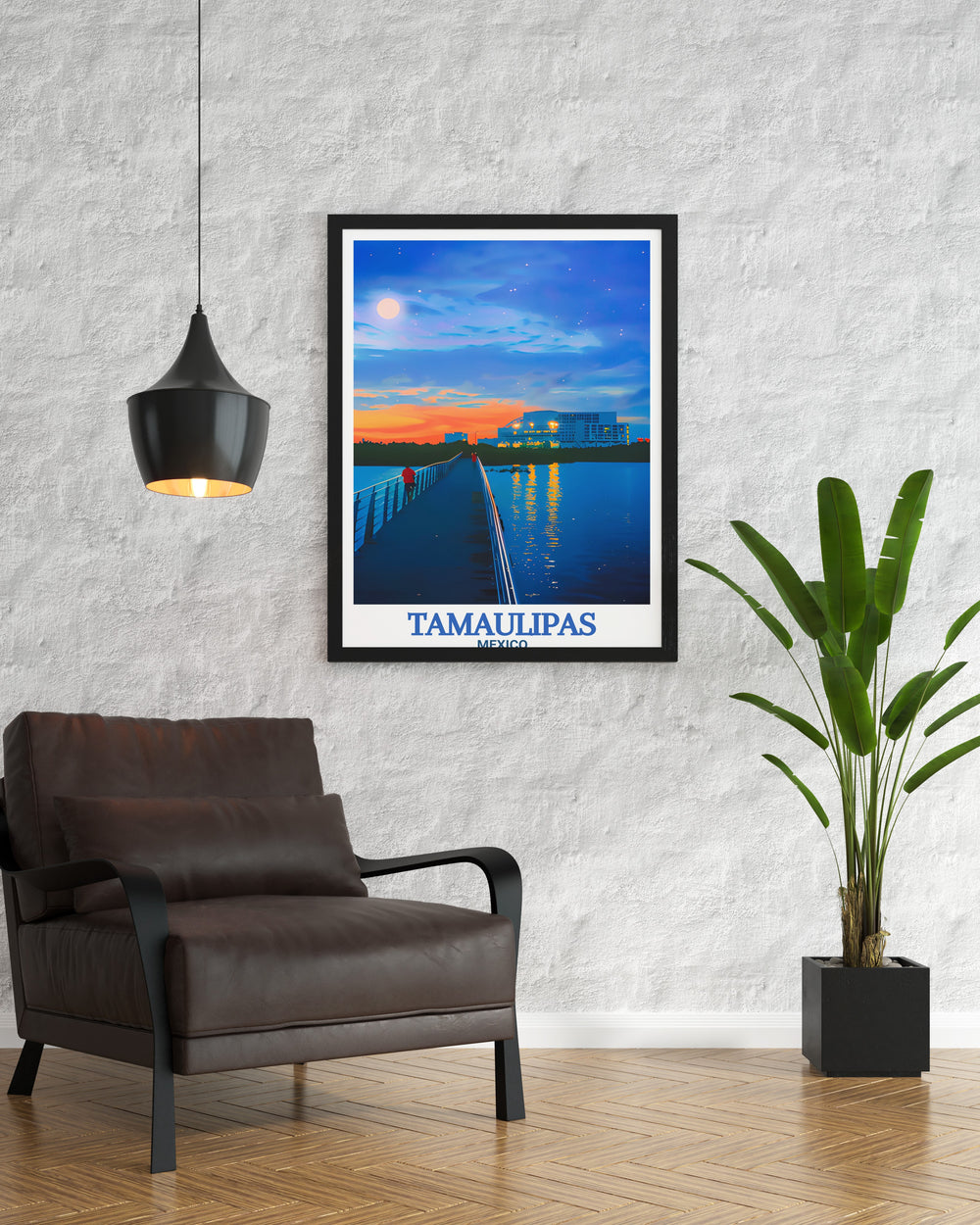 Capture the unique charm of Tamaulipas with this Reynosa poster featuring the stunning Laguna del Carpintero in Tampico. A great addition to your wall art collection this Mexico poster brings a modern touch to any living room bedroom or office.