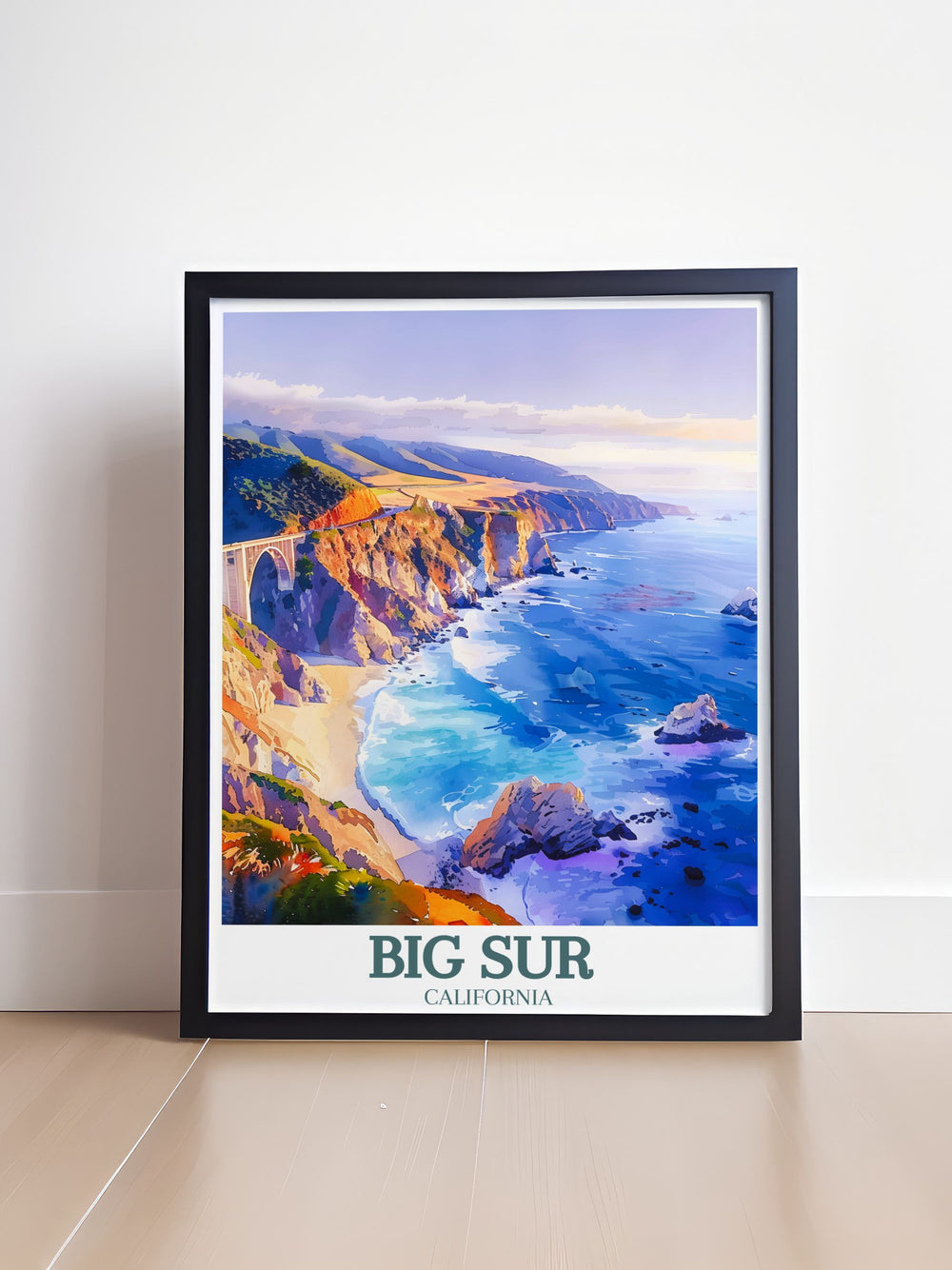 Showcasing the powerful waves of the Pacific Ocean and the historic Bixby Creek Bridge, this art print highlights one of Californias most treasured coastal landmarks, perfect for adventure seekers and nature lovers.